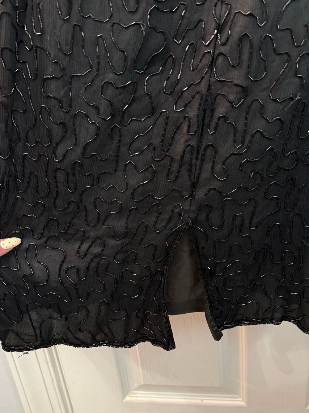 Vintage Embellished Black Cocktail Dress w/ Multicolor Floral Beading NYE Dress - Picture 15 of 15